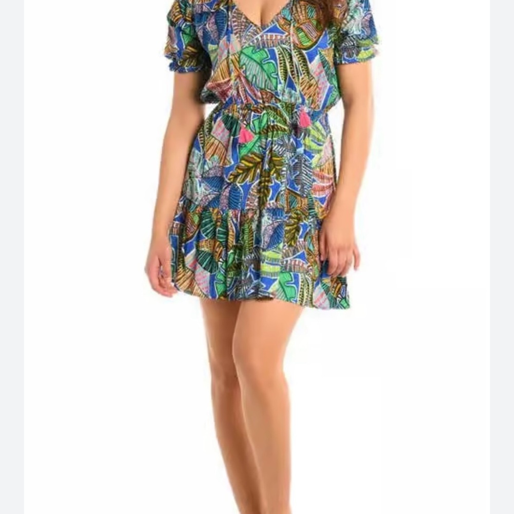 La Blanca Multicolor Tropical Print Dress Medium